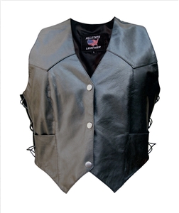 Ladies Basic vest with side lace (Lambskin)