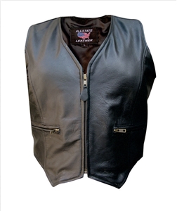 Ladies vest with zippered front & two zipper pockets Lambskin