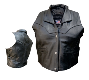 Ladies vest with collar & adjustable side buckles (Cowhide)