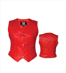 Ladies Red Leather Basic plain vest (Cowhide)