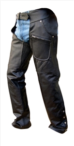 Unisex chaps Spandex waist & thighs 1 zipper pocket and 2 regular pockets, Silver Hardware(Cowhide)