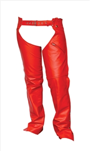 Ladies Red Plain lined Hip hugger chaps with silver hardware (Cowhide)