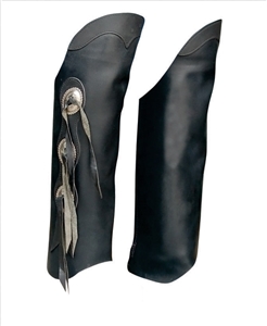 Leggings in Hard Cowhide Leather with Three Concho on the sides