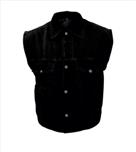 Men's Black 14 oz. Denim Sleeveless jacket with collar