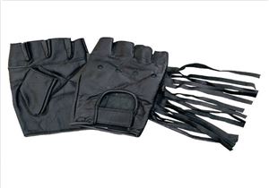 Fingerless glove with fringes and Velcro strap