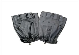 Fingerless glove with zipper back and Velcro strap