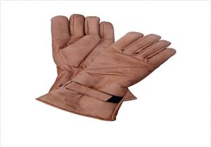 Brown Riding glove lightly lined with Velcro strap  (Buffalo)