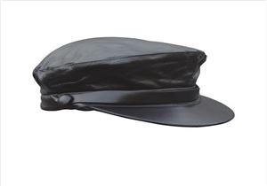 Biker cap with Leather strap above visor