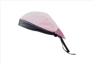 Skull cap Pink  Cotton/Twill with Black Leather