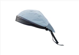 Skull cap Light Blue Cotton/Twill with Black Leather