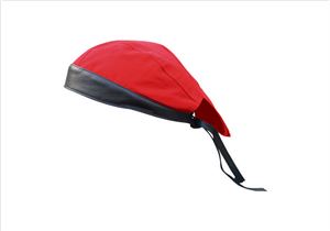 Skull cap Red Cotton/Twill with Black Leather