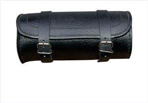 Plain Small Round Tool bag with pebble grain finish cowhide leather