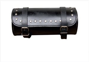 Studded Small Round Tool bag with cowhide leather