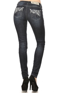 White Angel Wing  Skinny Jeans