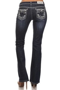 White Lace Pocket Boot Cut Jeans