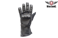 Men's Leather Gauntlet Gloves With Hard Knuckle Protector