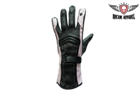 Womens Full Finger Leather Gloves - Pink