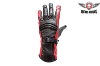 Womens Full Finger Leather Gloves - Red