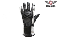 Womens Full Finger Leather Gloves - White