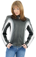 Women's Nappa Leather Jacket With Z/O Lining & Gray & White Stripes