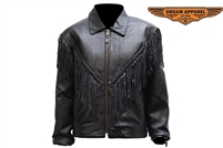 Women's Soft Leather Braided & Fringed Motorcycle Jacket