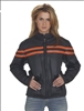 Leather Jacket For Women With Orange Stripes