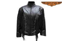 Women's Leather Jacket With Racer Style Collar