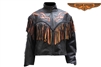 Womens Leather Jacket With Flames & Fringe