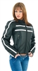 Womens Leather Jacket With Reflective Stripes On Front & Back