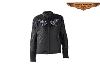 Women's Textile Jacket With Purple Hoodie & Butterfly