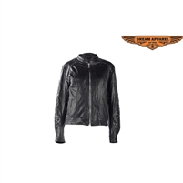 Women's Leather Jacket With Tribal Embroidery & Studs