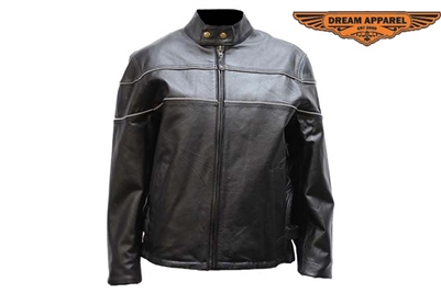 Womens Leather Jacket With Zippered Cuffs