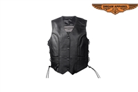 Womens Classic Soft Leather Vest With Side Laces