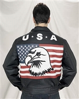 USA Flag Leather Jacket With Eagle