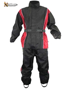 Xelement Men's 2 Piece Black and Red Motorcycle Rain-suit With Boot
