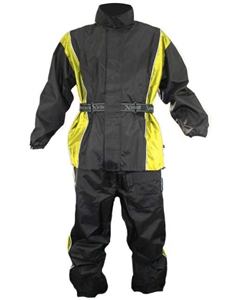Xelement Men's 2 Piece Black and Yellow Motorcycle Rain-suit