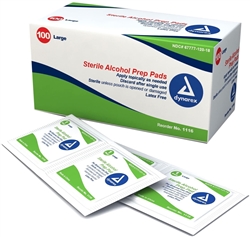 Alcohol Prep Pads Box 100 per box LARGE by Dynarex