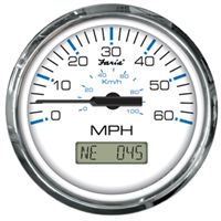 Faria Chesapeake White Stainless Steel 4" Speedometer, 60MPH (GPS) 33826