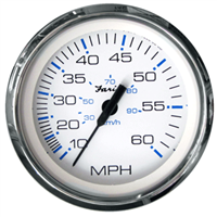 Faria Chesapeake White Stainless Steel 4" Speedometer, 60MPH (Mechanical) 33811