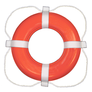 Taylor Made Foam Ring Buoy, 20", Orange with White Rope
