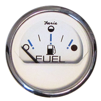 Faria Chesapeake White SS 2" Fuel Level Gauge - Metric (E-1/2-F) 13818