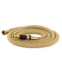 HoseCoil 25' Expandable PRO with Brass Twist Nozzle & Nylon Mesh Bag - Gold/White