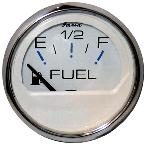 Faria Chesapeake White Stainless Steel Fuel Level Gauge 13801