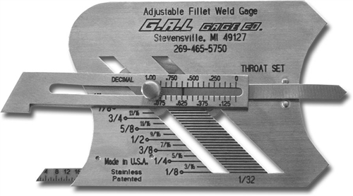 G.A.L Gage Adjustable Fillet Weld Gauge # Gal-3