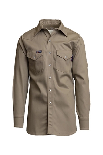 Khaki Flame Retardant Indura Shirt-9 oz #Laps-INK