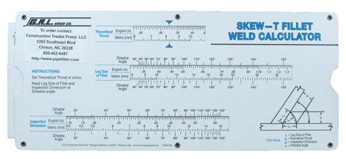 G.A.L Gage Skew-T Fillet Weld Calculator #Gal-9B