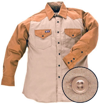 7oz. Khaki/Brown Flame Resistant Shirt #IKB7