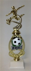 Assembled Soccer Trophy Male 12 inches with White Base