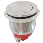 NTE 54-375E       SWITCH ANTI-VANDAL 19MM SPST-NO OFF-(ON) 5A SCREW TERMINALS STAINLESS STEEL FLAT ACTUATOR