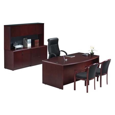 Pacific Coast Desk Wood Veneer Freestanding Desk and Credenza